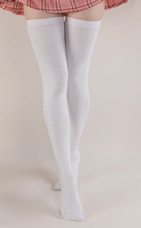 XXXtra Tall White Thigh High Socks | 80cm Long!-TB-Tragic Beautiful
