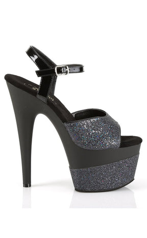 ADORE-709-2G Black Glitter Heels-Pleaser-Tragic Beautiful