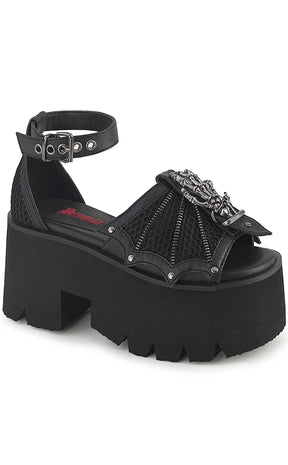 ASHES-11 Black Matte Platform Sandal