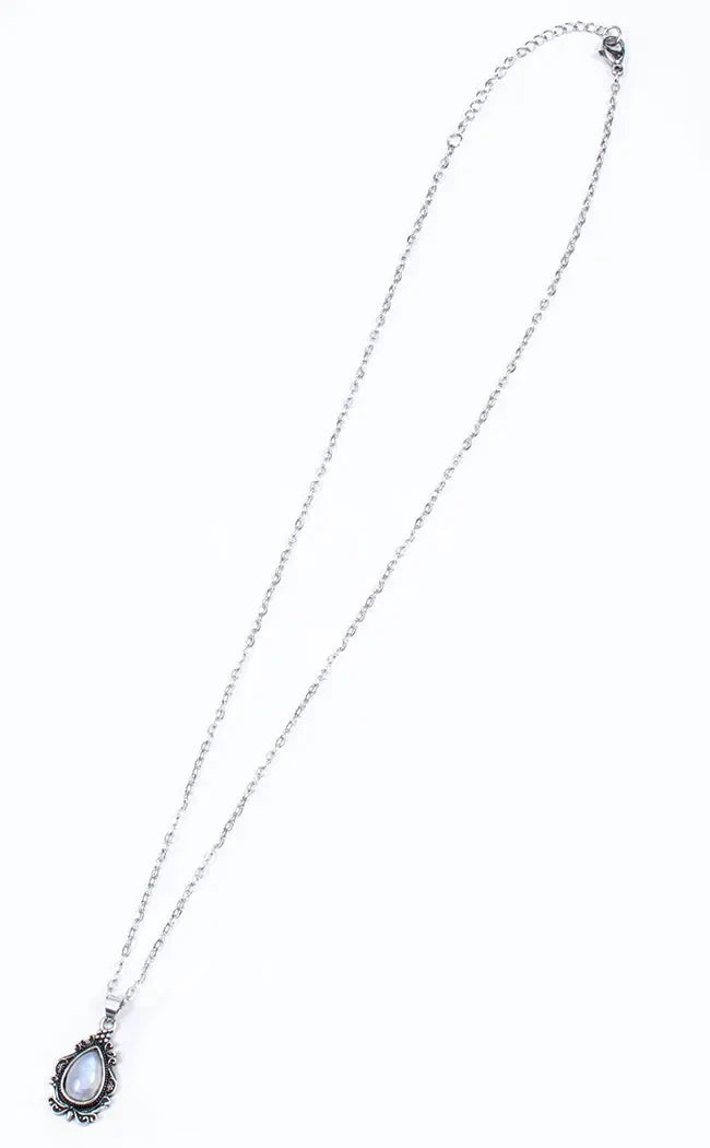 Blue Moonstone Stainless Steel Necklace-Crystals-Tragic Beautiful