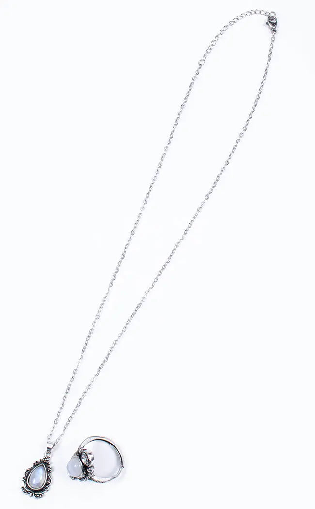 Blue Moonstone Stainless Steel Ring-Crystals-Tragic Beautiful