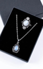 Blue Moonstone Stainless Steel Ring-Crystals-Tragic Beautiful