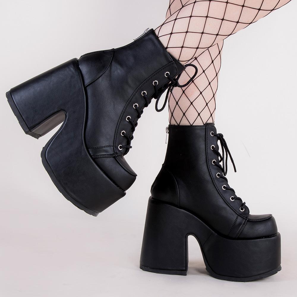 Demonia CAMEL-203 Black Vegan Ankle Boots Goth Alt Shoes Australia