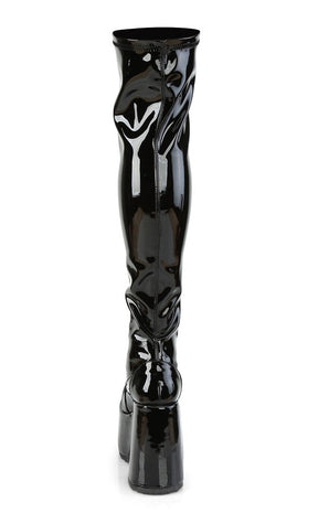 Camel-300 Black Patent Thigh High Boots (AU Stock)-Demonia-Tragic Beautiful
