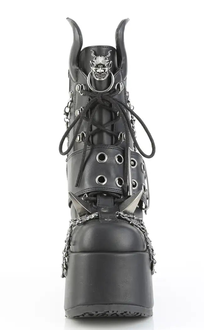 CAMEL-64 Black Platform Boots With Horns