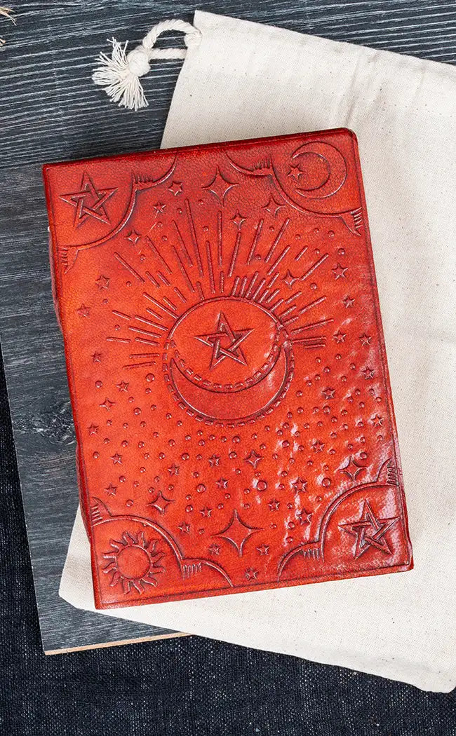 Celestial Handmade Leather Journal Dark Brown