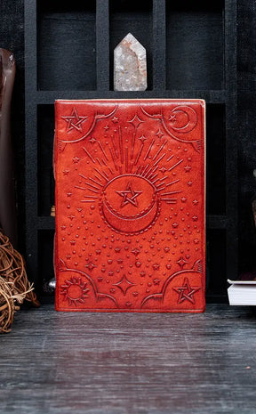 Celestial Handmade Leather Journal Dark Brown