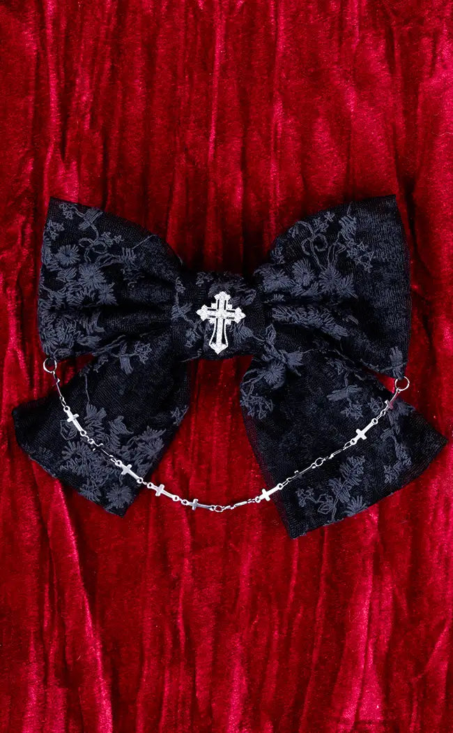 Chained to Lace Bow Hair Clip