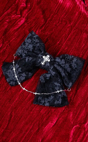 Chained to Lace Bow Hair Clip