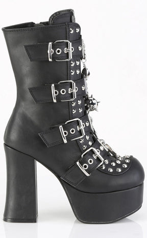 CHARADE-118 Black Vegan Leather Boots-Demonia-Tragic Beautiful
