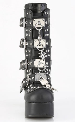 CHARADE-118 Black Vegan Leather Boots-Demonia-Tragic Beautiful