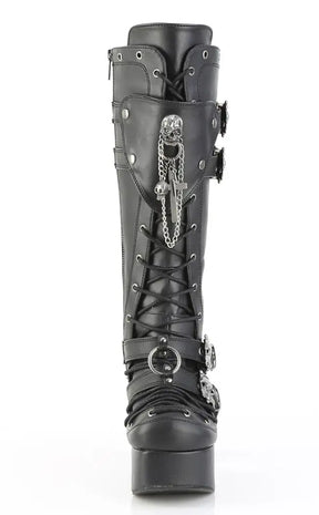 CHARADE-230 Black Chained Knee High Boots