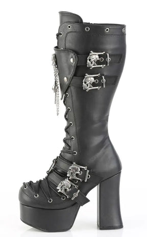 CHARADE-230 Black Chained Knee High Boots