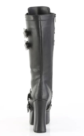 CHARADE-230 Black Chained Knee High Boots