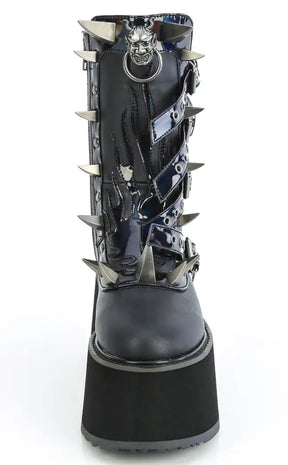 DAMNED-156 Strappy Black Platform Boots