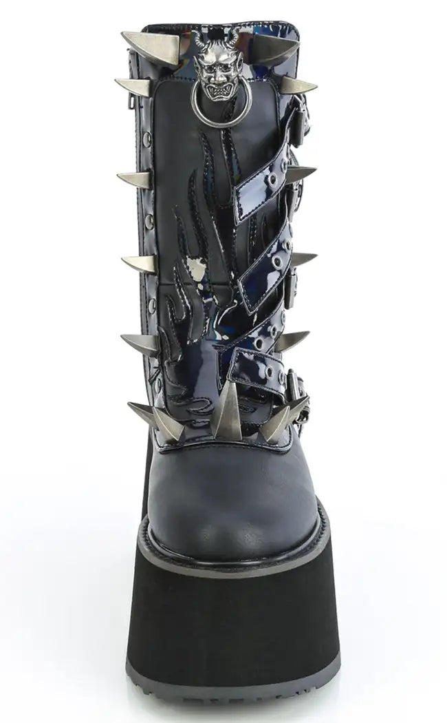 DAMNED-156 Strappy Black Platform Boots