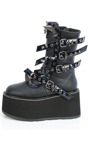 DAMNED-156 Strappy Black Platform Boots