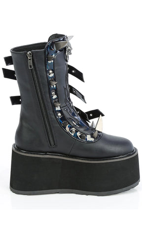 DAMNED-156 Strappy Black Platform Boots