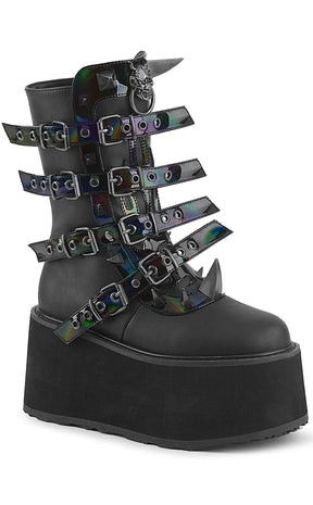 DAMNED-156 Strappy Black Platform Boots