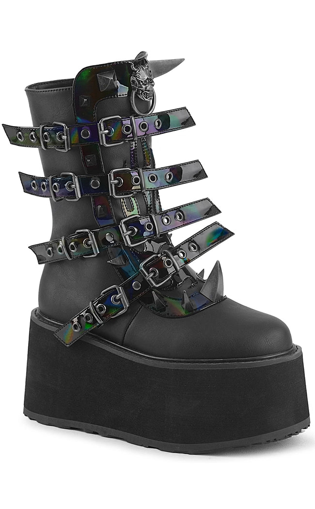 DAMNED-156 Strappy Black Platform Boots