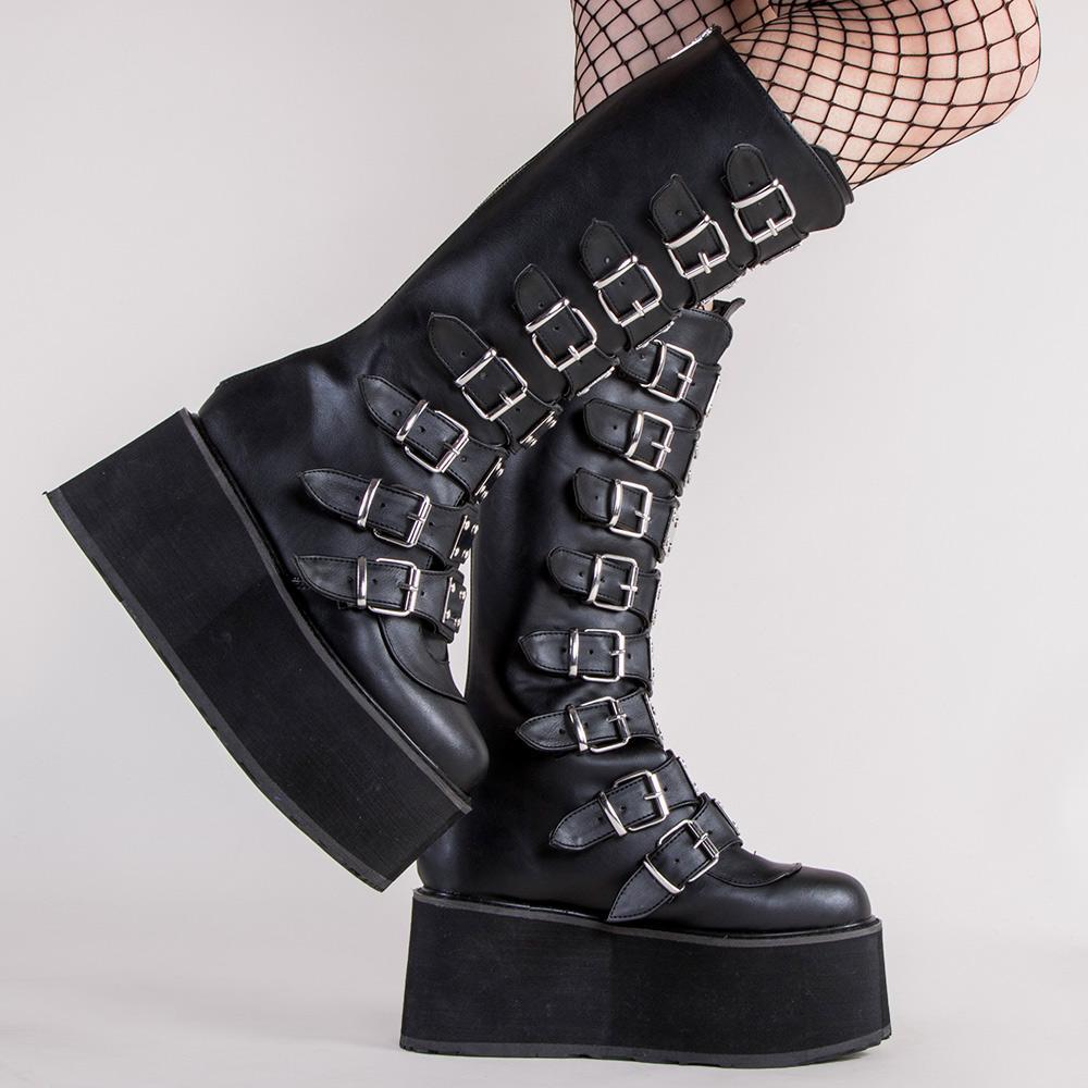 Demonia DAMNED-318 Black Vegan Leather Boots | Goth Shoes Australia