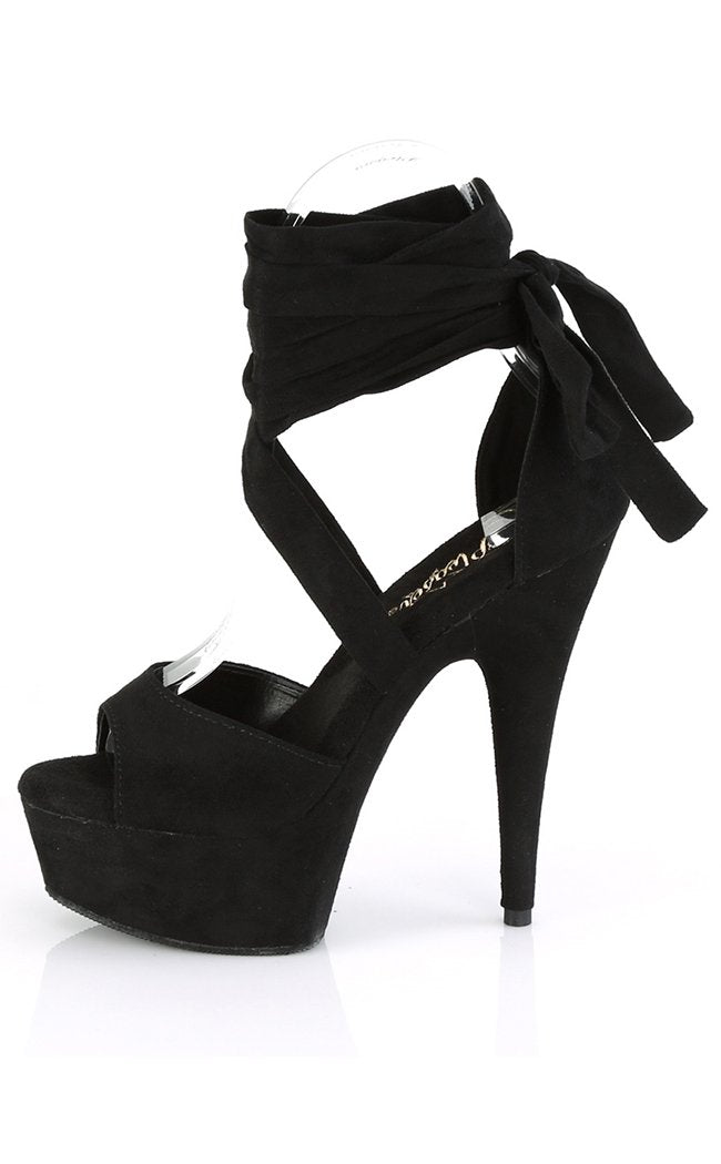 DELIGHT-679 Black Faux Suede Heels-Pleaser-Tragic Beautiful