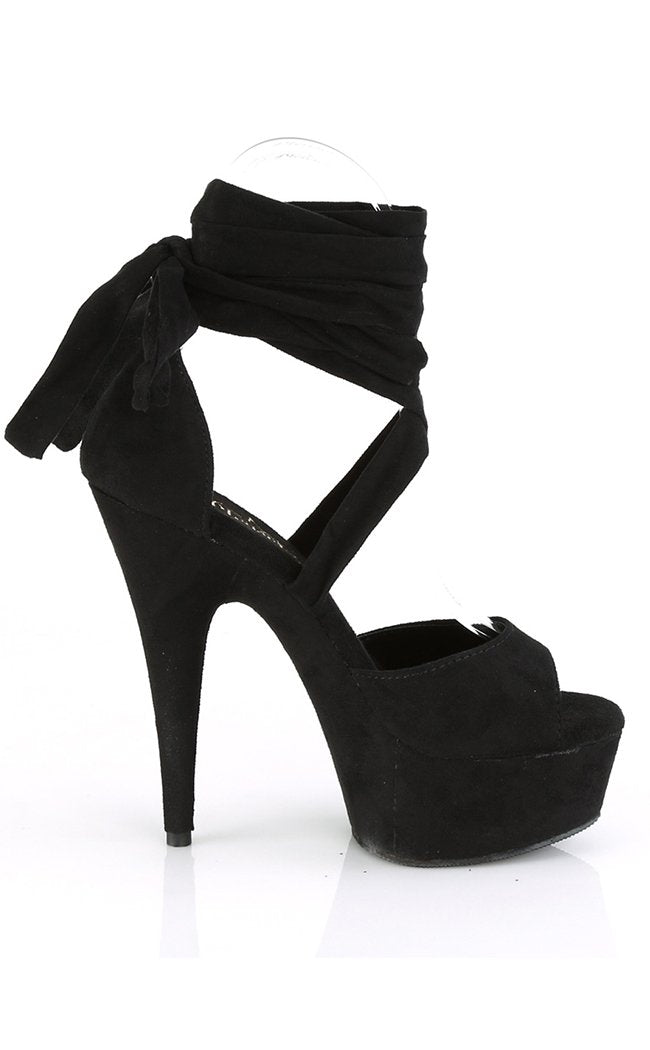 DELIGHT-679 Black Faux Suede Heels-Pleaser-Tragic Beautiful
