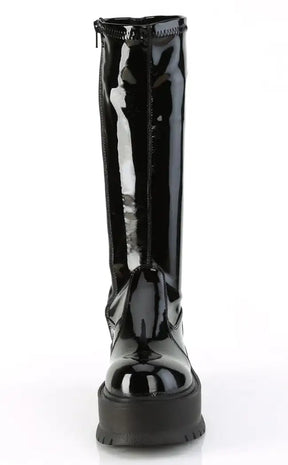SLACKER-200 Black Patent Platform Boots (Au Stock)