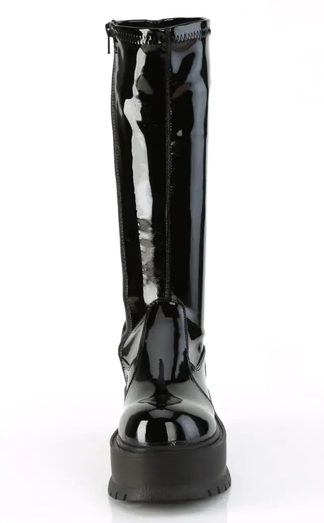 SLACKER-200 Black Patent Platform Boots (Au Stock)