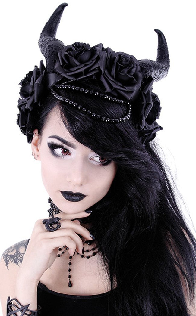 Restyle Australia | Evil Queen Roses & Horns Headband | Gothic Hats