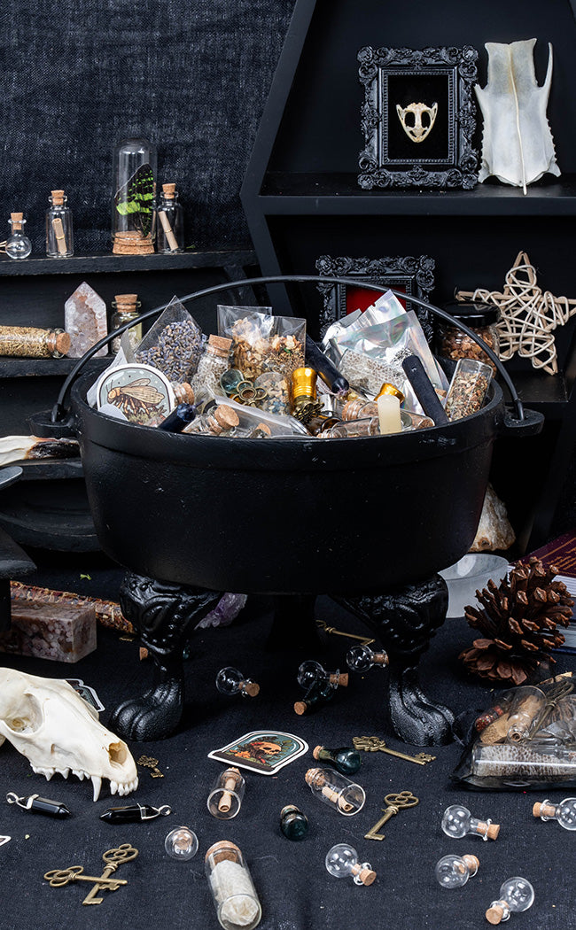 Extra Large Black Metal Cauldron with Lid