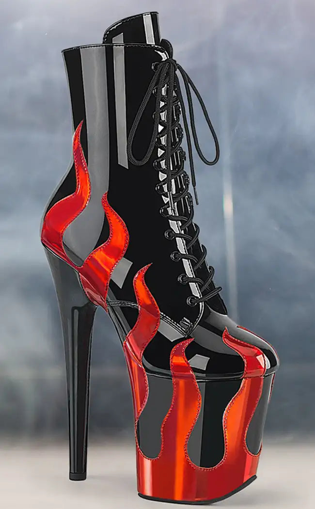 FLAMINGO-1020FLM On Fire 8" Platform High Heel Boots
