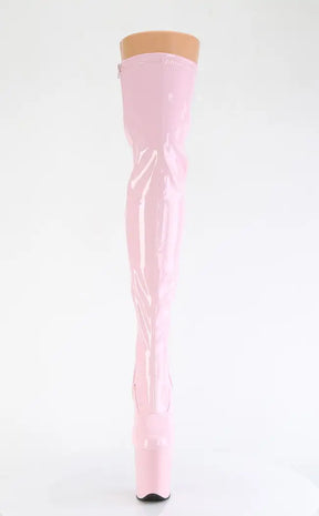 FLAMINGO-3000 Baby Pink Patent Thigh High Boots