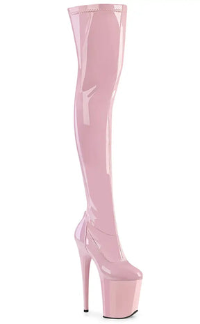FLAMINGO-3000 Baby Pink Patent Thigh High Boots