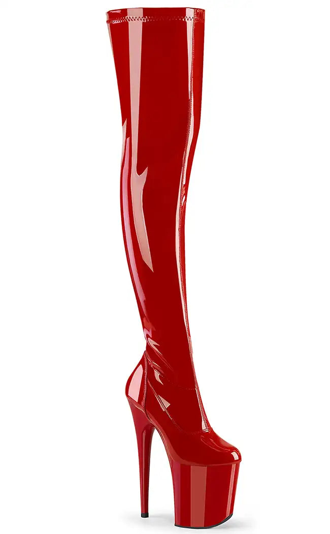 FLAMINGO-3000 Red Patent Thigh High Boots