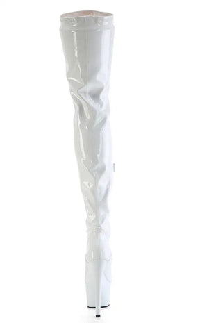 FLAMINGO-3000 White Patent Thigh High Boots