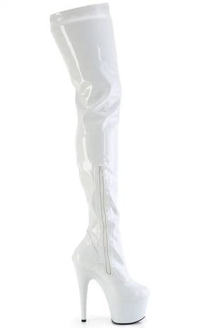 FLAMINGO-3000 White Patent Thigh High Boots