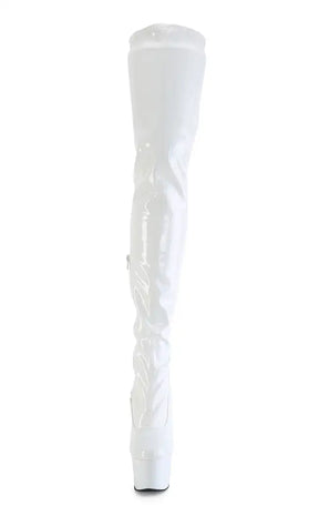FLAMINGO-3000 White Patent Thigh High Boots