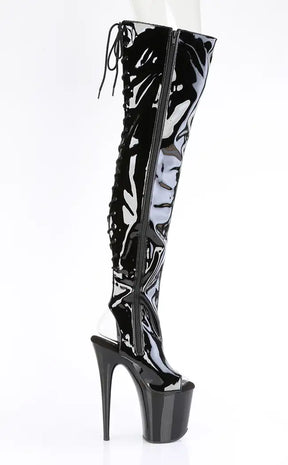 FLAMINGO-3017 Black Patent Thigh High Boots