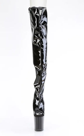 FLAMINGO-3017 Black Patent Thigh High Boots