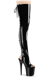 FLAMINGO-3017 Black Patent Thigh High Boots