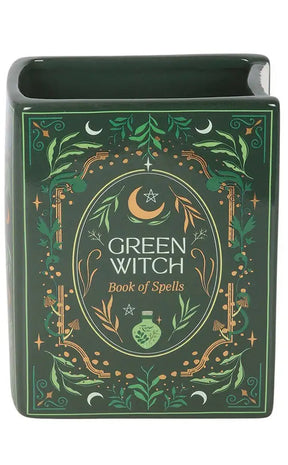 Green Witch Book Shaped Vase