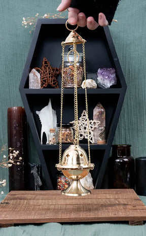 Hanging Brass Resin Incense Burner