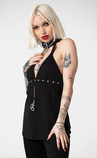 Custom Inked Halter Binding Crop Top - Lycra