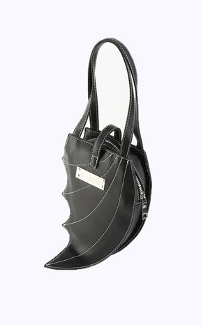 HB-215 Black Batwing Vegan Leather Handbag
