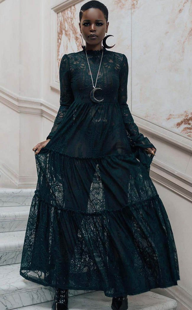 Killstar Australia | Hecate Green Lace Maxi Dress | Witchy Clothing Killstar Australia | Hecate Green Lace Maxi Dress | Witchy Clothing
