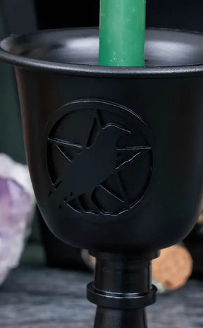 Metal Raven Chime Candle Holder