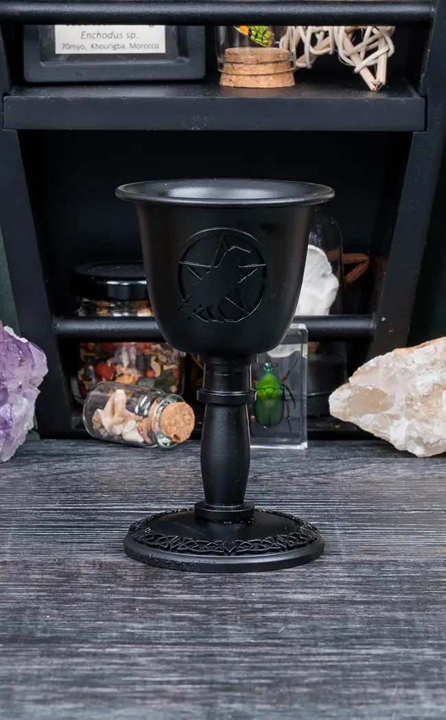 Metal Raven Chime Candle Holder
