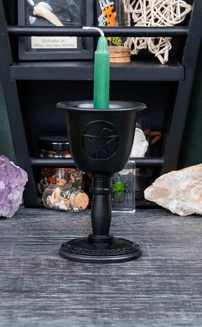 Metal Raven Chime Candle Holder