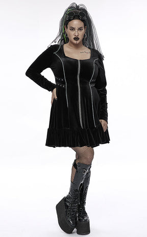 Plus Size Goth Business Casual HDE Plus Size Bell Sleeve Dress
